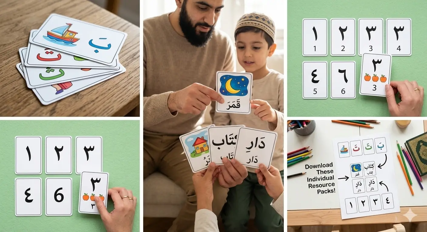 Arabic Flashcards for Kids: Free Printable Ideas (Letters, Words & Numbers)
